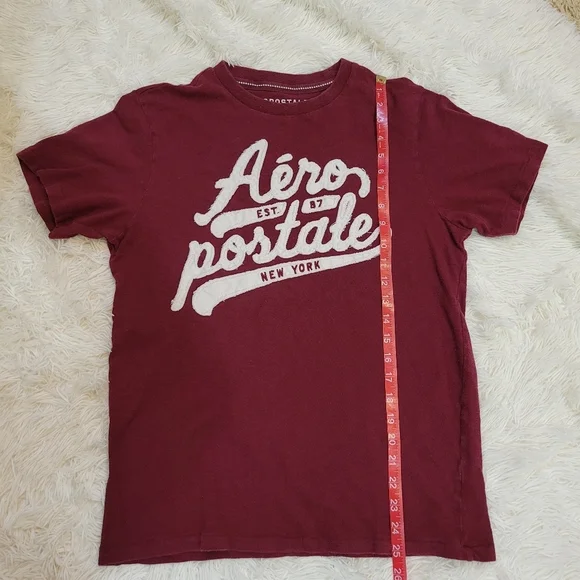Aeropostale Men Burgundy short sleeve T Shirt Size Medium - Picture 5 of 6